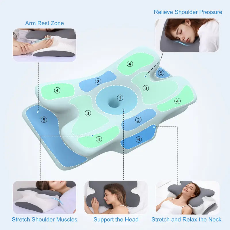 Cooling Memory Foam Neck Pillow, Adjustable Ergonomic Cervical Support Pillow with Breathable Removable Cover for Sleeping & Side SleepersEnjoy a 5%-12% discount when you buy 2 or more items.