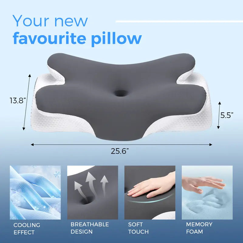 Cooling Memory Foam Neck Pillow, Adjustable Ergonomic Cervical Support Pillow with Breathable Removable Cover for Sleeping & Side SleepersEnjoy a 5%-12% discount when you buy 2 or more items.