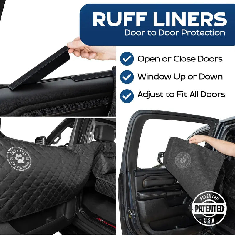 Hard-Bottom Dog Backseat Cover – Expandable Car Seat Protector with Side Door Guards, Waterproof Pet Travel Hammock for Comfortable & Secure Road Trips