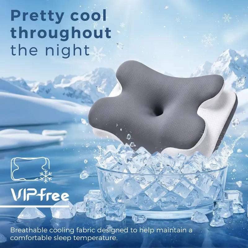 Cooling Memory Foam Neck Pillow, Adjustable Ergonomic Cervical Support Pillow with Breathable Removable Cover for Sleeping & Side SleepersEnjoy a 5%-12% discount when you buy 2 or more items.