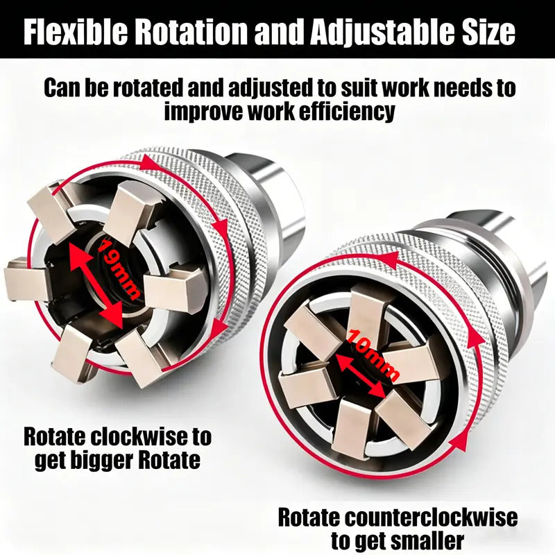 Universal Socket Wrench Tool, Adjustable Multi-Size Socket Adapter for 3/8-Inch Ratchet Wrench, Power Drill & DIY Repair
