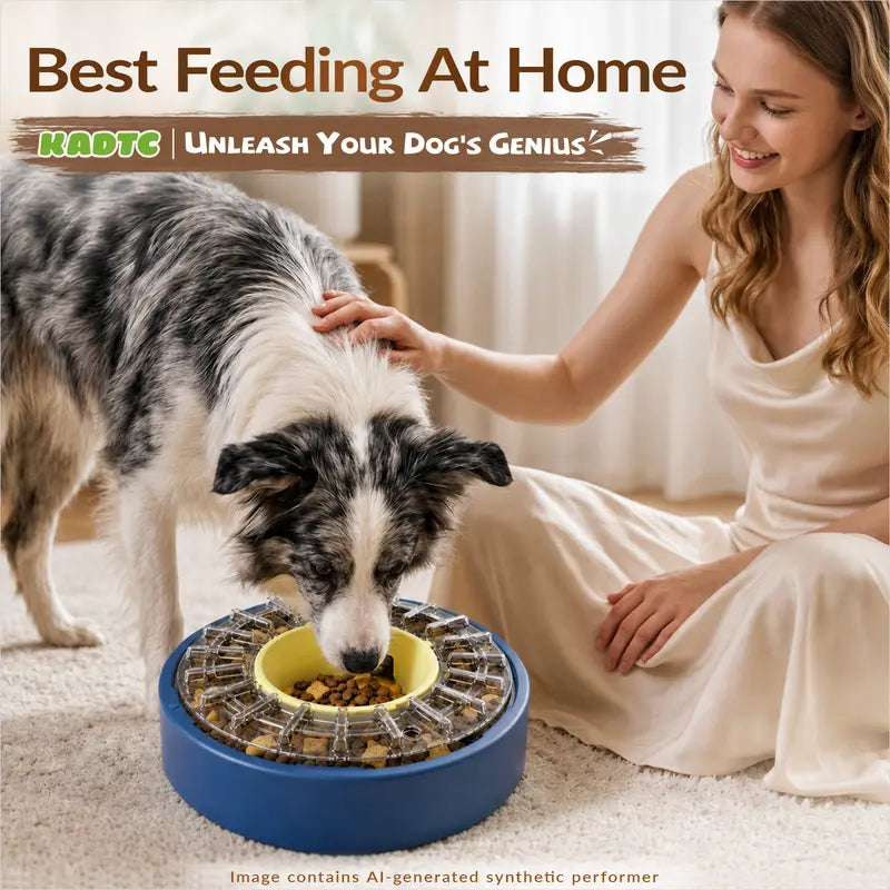 Adjustable Slow Feeder Bowl for Dogs, Interactive Puzzle Feeder with Anti-Gulping Design, Spinning Food Dispenser & Mental Enrichment Toy