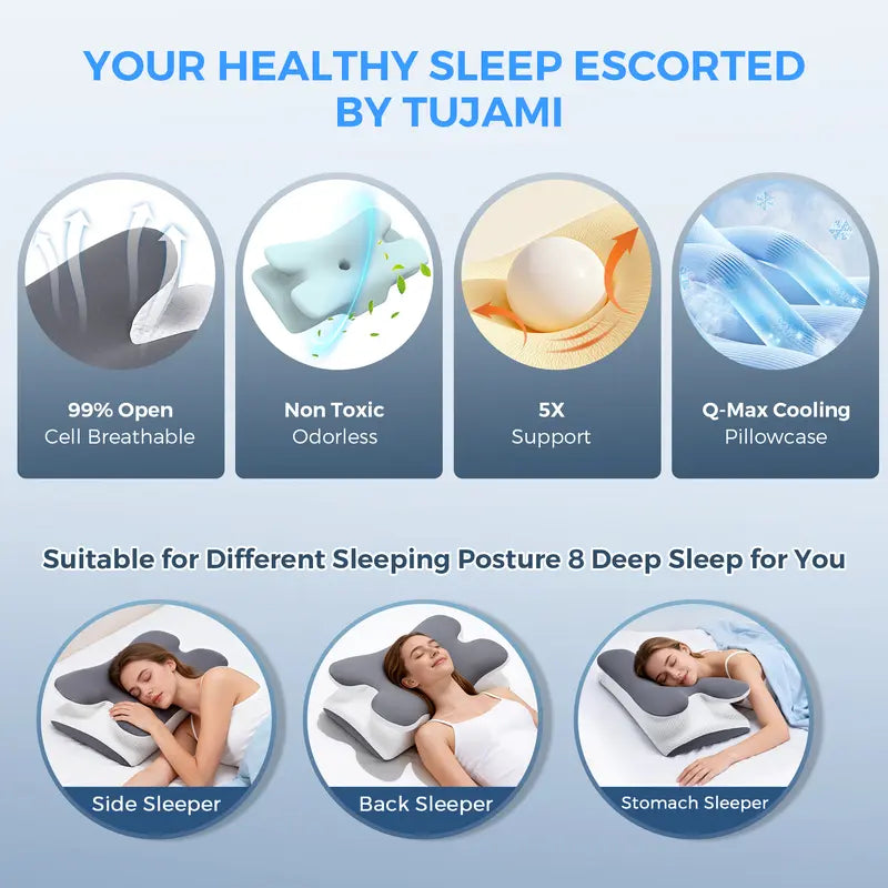 Cooling Memory Foam Neck Pillow, Adjustable Ergonomic Cervical Support Pillow with Breathable Removable Cover for Sleeping & Side SleepersEnjoy a 5%-12% discount when you buy 2 or more items.