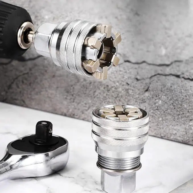 Universal Socket Wrench Tool, Adjustable Multi-Size Socket Adapter for 3/8-Inch Ratchet Wrench, Power Drill & DIY Repair