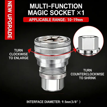 Universal Socket Wrench Tool, Adjustable Multi-Size Socket Adapter for 3/8-Inch Ratchet Wrench, Power Drill & DIY Repair