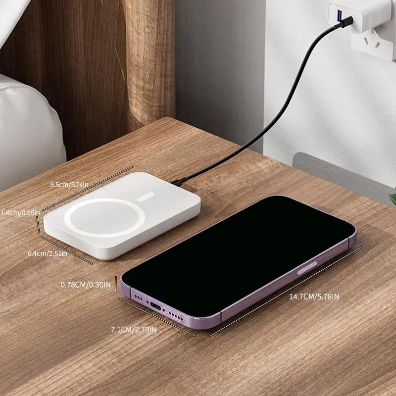 5000mAh Magnetic Wireless Power Bank for iPhone 12–17 Series, MagSafe Compatible Portable Fast Charging Battery Pack