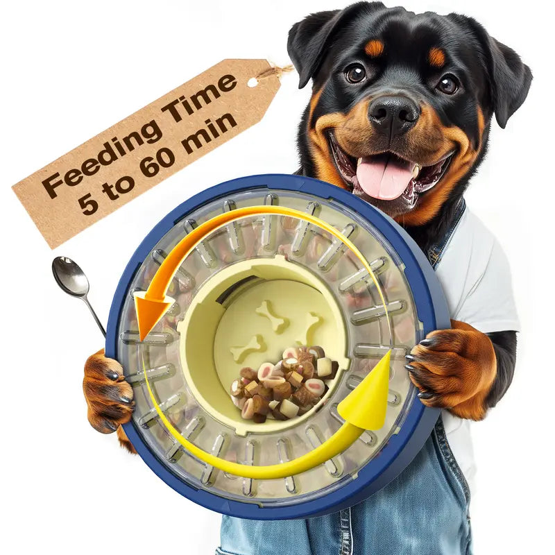 Adjustable Slow Feeder Bowl for Dogs, Interactive Puzzle Feeder with Anti-Gulping Design, Spinning Food Dispenser & Mental Enrichment Toy