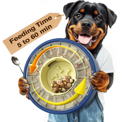 Adjustable Slow Feeder Bowl for Dogs, Interactive Puzzle Feeder with Anti-Gulping Design, Spinning Food Dispenser & Mental Enrichment Toy