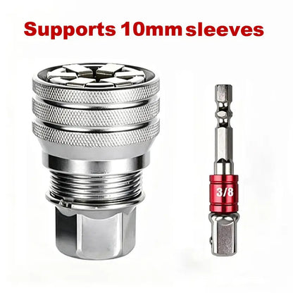 Universal Socket Wrench Tool, Adjustable Multi-Size Socket Adapter for 3/8-Inch Ratchet Wrench, Power Drill & DIY Repair