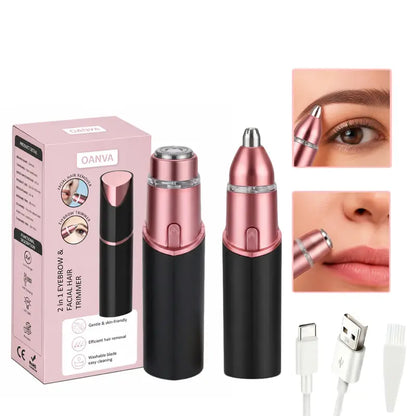 2-in-1 Facial & Eyebrow Hair Trimmer for Women, Rechargeable Face Razor & Precision Eyebrow Shaper, Portable Painless Hair Removal ToolEnjoy a 5%-12% discount when you buy 2 or more items.