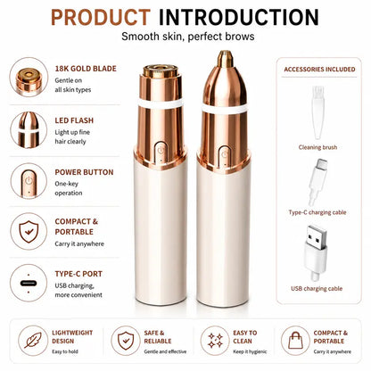 2-in-1 Facial & Eyebrow Hair Trimmer for Women, Rechargeable Face Razor & Precision Eyebrow Shaper, Portable Painless Hair Removal ToolEnjoy a 5%-12% discount when you buy 2 or more items.
