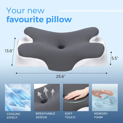 Cooling Memory Foam Neck Pillow, Adjustable Ergonomic Cervical Support Pillow with Breathable Removable Cover for Sleeping & Side SleepersEnjoy a 5%-12% discount when you buy 2 or more items.