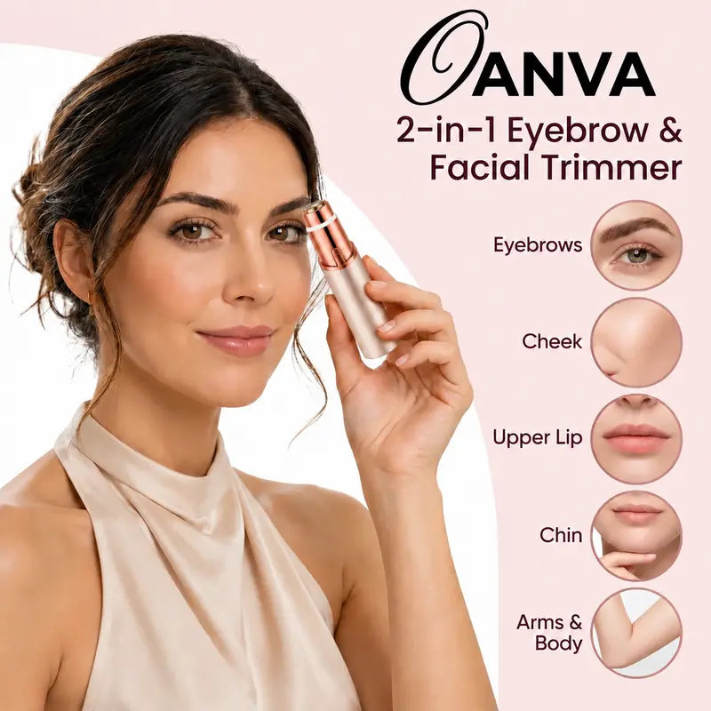 2-in-1 Facial & Eyebrow Hair Trimmer for Women, Rechargeable Face Razor & Precision Eyebrow Shaper, Portable Painless Hair Removal ToolEnjoy a 5%-12% discount when you buy 2 or more items.