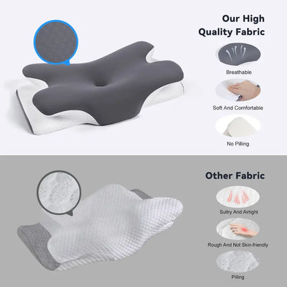 Cooling Memory Foam Neck Pillow, Adjustable Ergonomic Cervical Support Pillow with Breathable Removable Cover for Sleeping & Side SleepersEnjoy a 5%-12% discount when you buy 2 or more items.