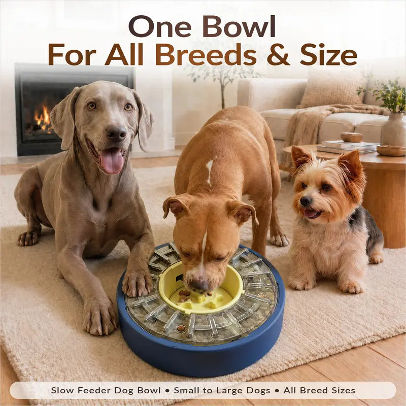 Adjustable Slow Feeder Bowl for Dogs, Interactive Puzzle Feeder with Anti-Gulping Design, Spinning Food Dispenser & Mental Enrichment Toy