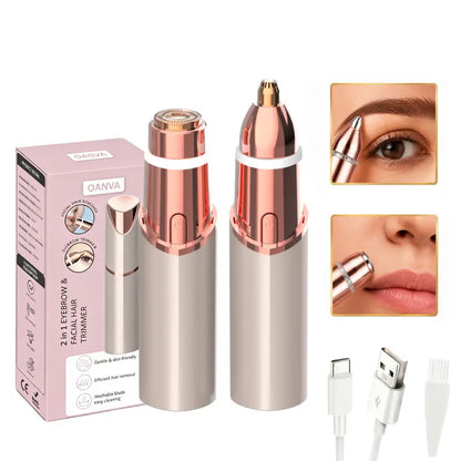 2-in-1 Facial & Eyebrow Hair Trimmer for Women, Rechargeable Face Razor & Precision Eyebrow Shaper, Portable Painless Hair Removal ToolEnjoy a 5%-12% discount when you buy 2 or more items.